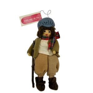 Vtg Helpers Homes and Workshop San Francisco Handmade Hiker Doll Ornament Tag 6"